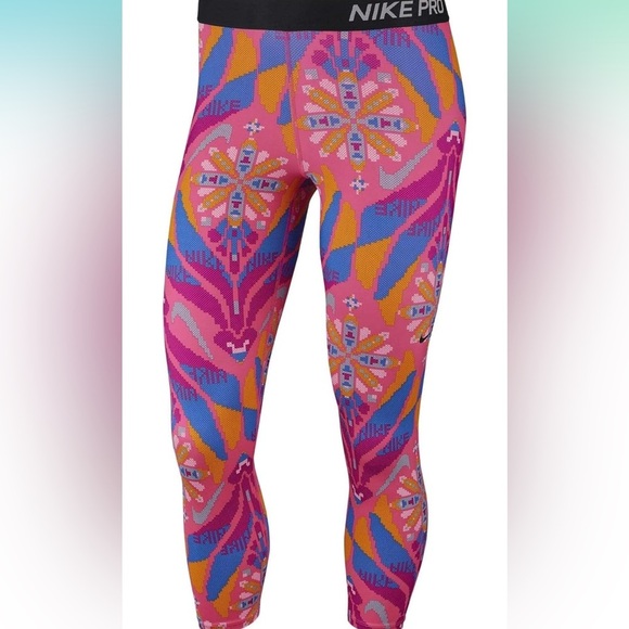 Nike Womens Pro Fall Pro Femme Print Crop Tight Womens Bv2975-639 size medium - Picture 5 of 10